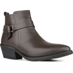 Party Wear Solid Pointed Toe Block Heel Ankle Boots Boots For Women