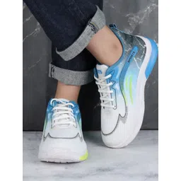 PENNEN Men Blue & White Mesh Running Non-Marking Shoes