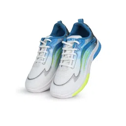 PENNEN Men White & Blue Mesh Running Non-Marking Shoes