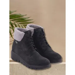 PEPITOES Women Casual Mid-Top Lace-Ups Regular Boots