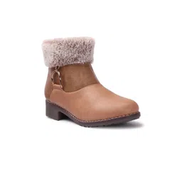 Picktoes Women Beige Solid Boots