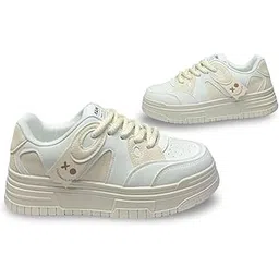 Platform Sneakers with Chunky Sole, Athletic Shoes, Casual Lace-up Design for Women's