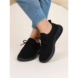 PODDAR Black Lightweight Breathable Soft Mesh Comfortable Cushioning Women Shoe Walking Shoes For Women