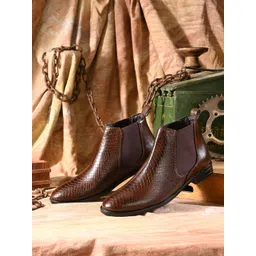 Premium Brown Crocodile Texture Chelsea Boots for Men | Trendy & Versatile Boots For Men