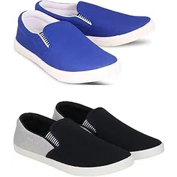 Premium Casual Shoes Slip On Sneakers for Men |Combo Pack of 2|44 Grey White