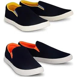Premium Casual Shoes Slip On Sneakers for Men |Combo Pack of 2|484 Yellow Orange