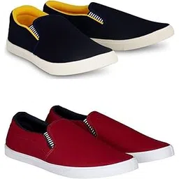 Premium Casual Shoes Slip On Sneakers for Men |Combo Pack of 2|96 Maroon Yellow