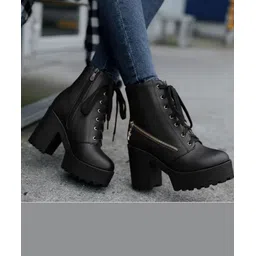 Premium Design Women's Ankle Length Block Heel Stylish Fashionable Black Boots Boots For Women