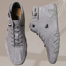 Premium Italian Heritage Suede Velcro Leather Casual Sneakers for Men's Ankle Boots For Men