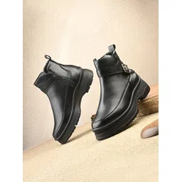 Premium Lightweight Black Chunky Sole Casual Boots for Women Boots For Women