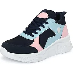 Premium Mesh Lightweight Girls Women Ladies High Heel Casual Sneakers Chunky Running Sports Shoes Shoe Island for Women (BAB774-AZ)
