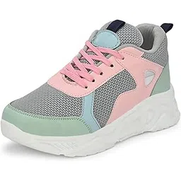 Premium Mesh Lightweight Girls Women Ladies High Heel Casual Sneakers Chunky Running Sports Shoes Shoe Island for Women (BAB774-AZ)