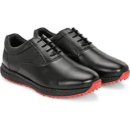 PRO ASE Golf Shoe | Light Weight | Waterproof | Black/Brown | Golf Shoe with Button Type LACE UP