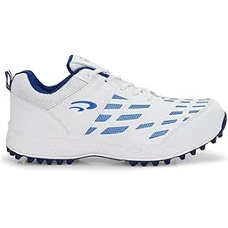 Pro ASE Lightweight Cricket Shoes - Durable & Comfortable | Ideal for Turf, Ground & Hard Surfaces | Allrounder Design with Studs & Superior Grip | White, Blue, Orange