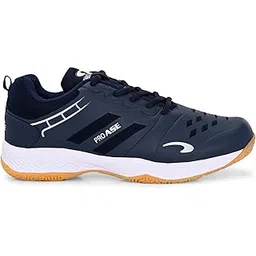 Pro ASE Non-Marking Badminton Shoes - Lightweight & Durable, Perfect for Squash, Table Tennis, Pickleball & Indoor Sports | X-Cushion, Active Grip Sole, Toe Assist | Men, Women, Unisex | Blue,Black,White
