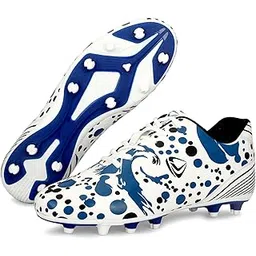 PRO KVH Men’s Football Stud Shoes – White-Red | Lightweight Soccer Cleats for Men | Synthetic Upper, TPU Sole | Durable Grip Sports Shoes for Football