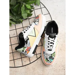 Provogue Men Antibacterial Printed Round Toe Lace-Ups Sneakers