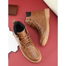 Provogue Men Solid Round Toe Lace-Ups Smart Casual Boat Shoes