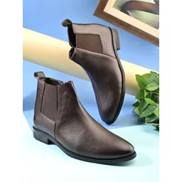 Provogue Men Textured Block-Heeled Chelsea Boots