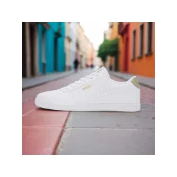 Puma Carina Slim Perf Womens Off White & Gold Sneakers