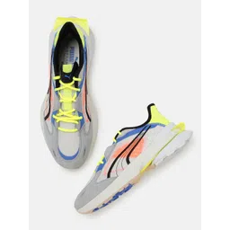Puma Unisex Grey & Yellow Colourblocked PWRFRAME OP-1 Abstract Trainers Sneakers
