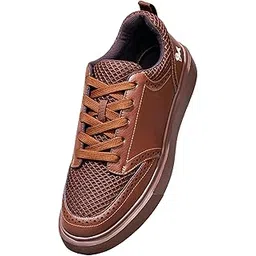 Pure Motion Men’s Sneakers | Textured Faux Leather & Mesh | Breathable Sweat-Control Lining | Memory Foam Cushioning | Lightweight EVA Casual Walking Shoes