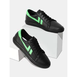 RapidBox Men Black & Green Striped Sneakers