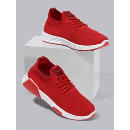 RapidBox Men Red Woven Design Sneakers