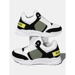 RapidBox Men White Colourblocked Sneakers