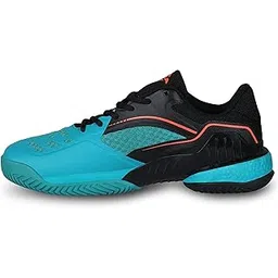 RAY 2.0 Tennis Shoes for Men | High-Performance Court Footwear | Non-Marking Court Shoes for Tennis and Athletic Performance | Tennis Court Sports Shoes | (Turquoise/Black & White)