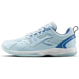 Raze Badminton Shoes (Non Marking) | Also Perfect for Squash, Table Tennis, & Indoor Sports | Lightweight & Durable | X-Cushion, Active Grip Sole (Lt Blue/Blue ; 8 UK)