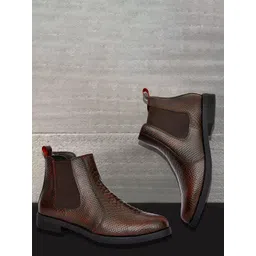 RDXO Men Textured Casual Block-Heeled Chelsea Boots