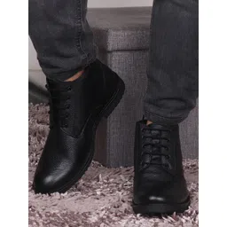 Red Chief Men Black Leather Formal Derby Boots