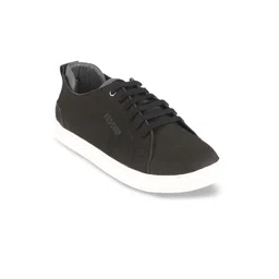 Red Chief Men Black Leather Sneakers