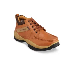 Red Chief Men Brown Textured Leather Sneakers
