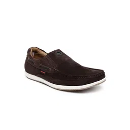 Red Chief Men Coffee Brown Leather Slip-On Sneakers