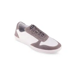 Red Chief Men Grey Colourblocked Leather Sneakers