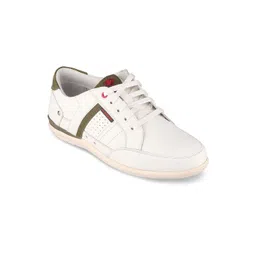 Red Chief Men Off White Colourblocked Leather Sneakers