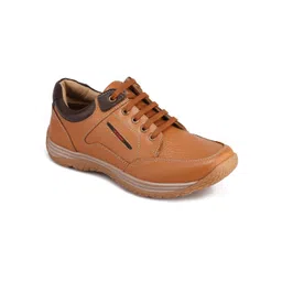 Red Chief Men Tan Brown Real Leather Sneakers