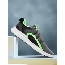 Reebok Men Charcoal Grey Self Striped Comfort Infused Running Shoes