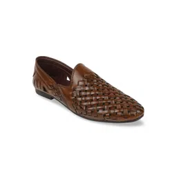 Regal Men Brown Woven Design Slip-On Sneakers