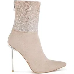 Rhinestones Embellished Foldover Boots