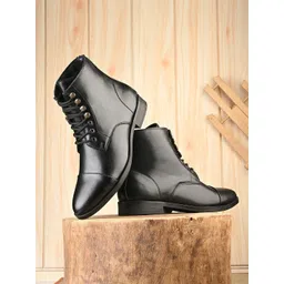 Roadster Men Black Premium Crocodile Texture Lace-Ups Pointed Toe Chelsea Boots