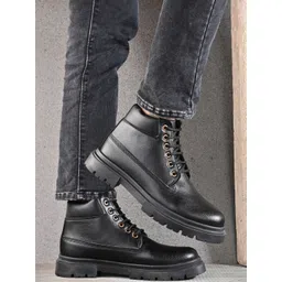 Roadster Men Black Synthetic Leather Chunky Boots