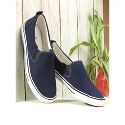 Roadster Men Blue Solid Casual Textile Slip-on Sneaker