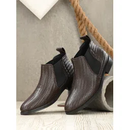 Roadster Men Brown Textured Regular Boots