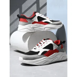 Roadster Men Red Round Toe Comfort Insole Chunky Casual Lace-Ups Sneakers