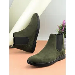Roadster Men Round Toe Flatform Chelsea Suede Boots