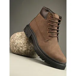 Roadster Men Synthetic Suede Block Lace-Up Boots