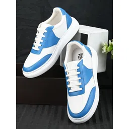 Roadster Men White & Blue Colourblocked Comfort Insole Basics Sneakers